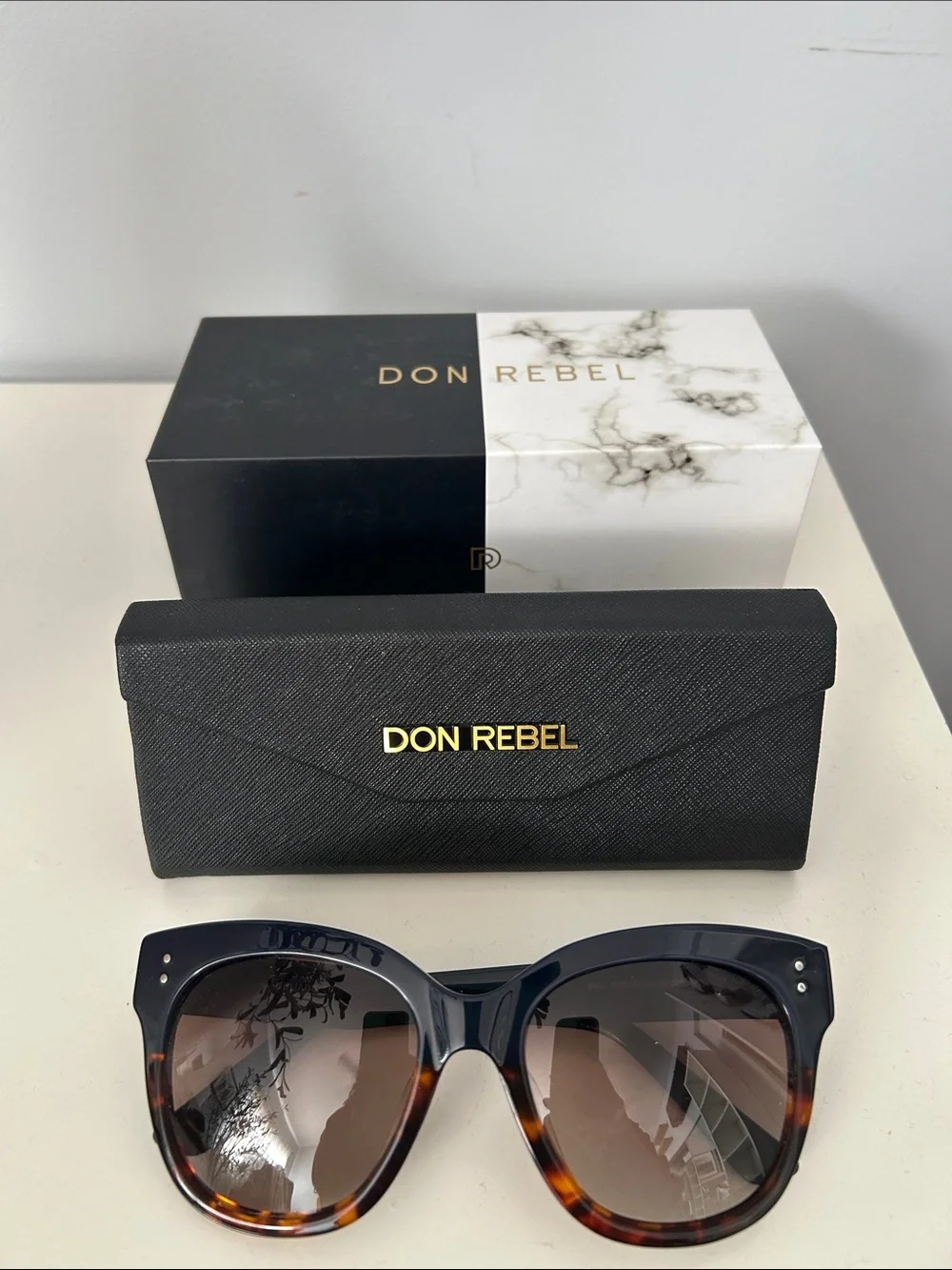 Women's Navy and Tortoiseshell Oversized Sunglasses